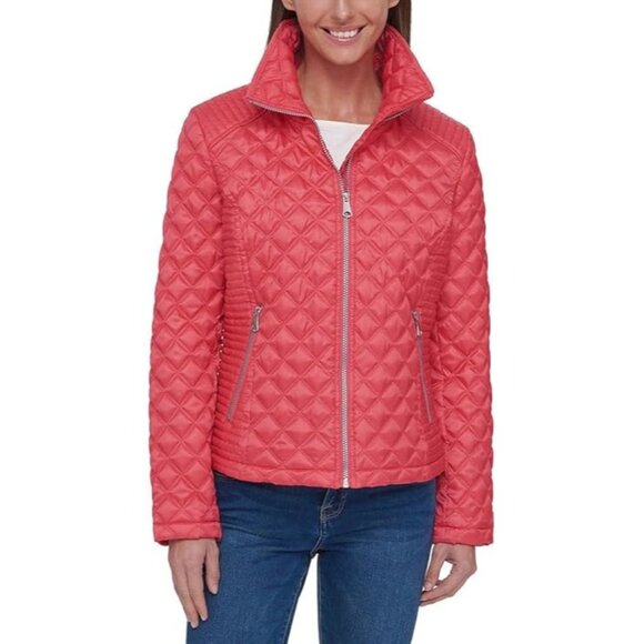 Marc New York Andrew Marc Size M Coral Pink Long Sleeve Full Zip Quilted Jacket - Picture 1 of 12